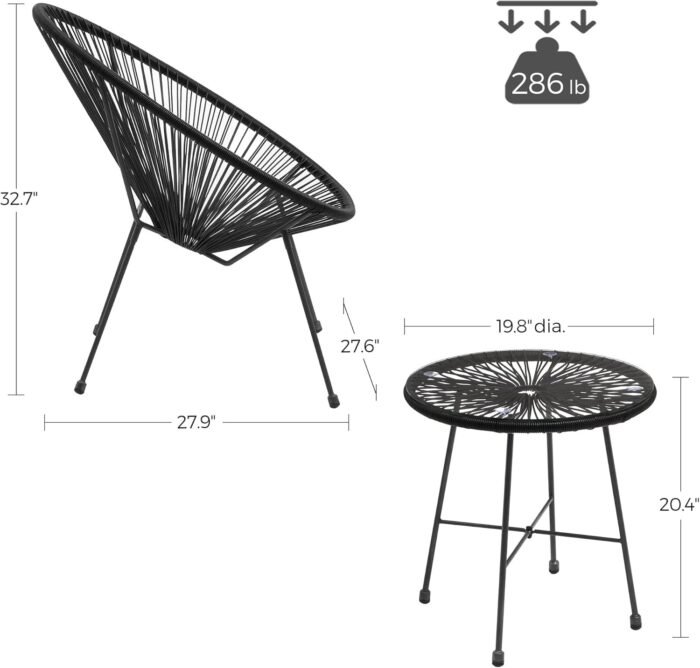 Ergonomic Acapulco chairs in the garden furniture set, providing comfort and style.