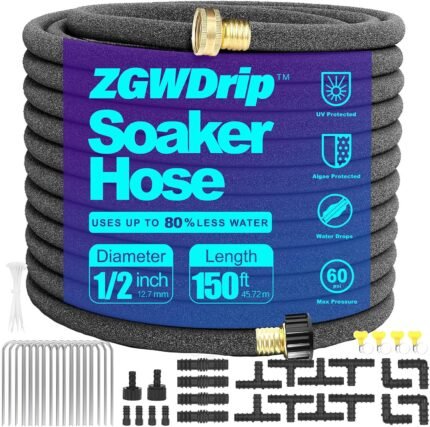 The soaker garden hose providing even and efficient watering for large garden areas.